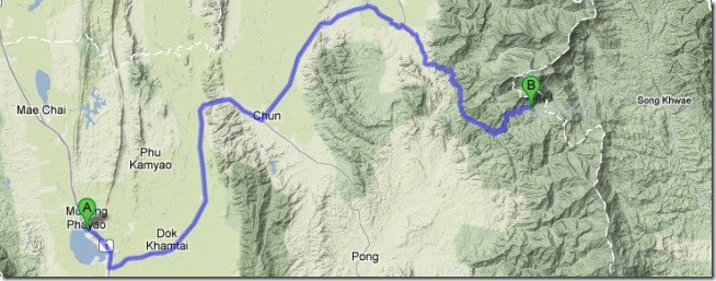 Phayao to Phu Lang Ka map