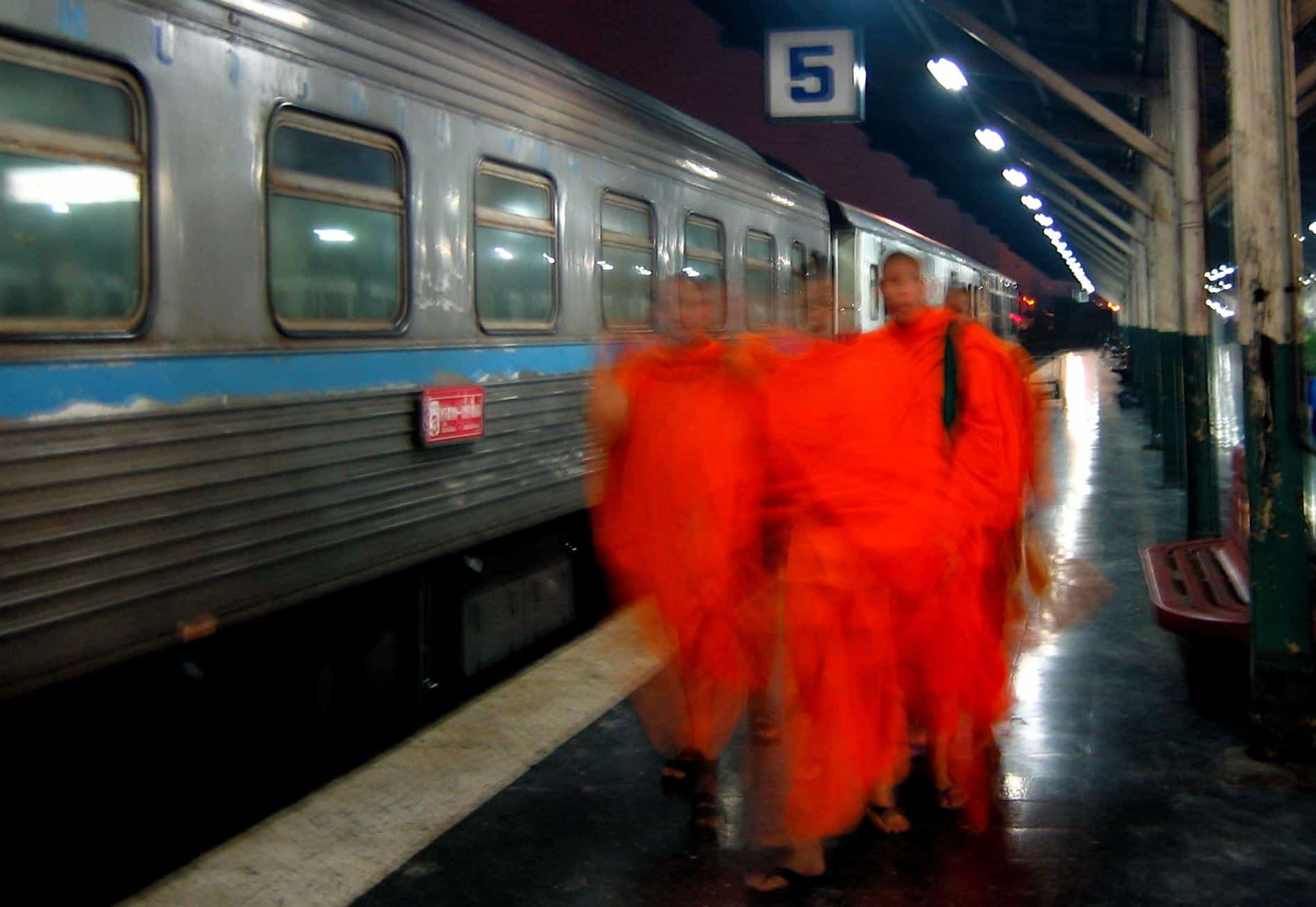 Monks at the train station