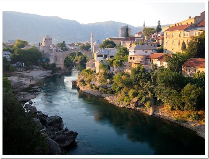 Mostar river and Old Bridge