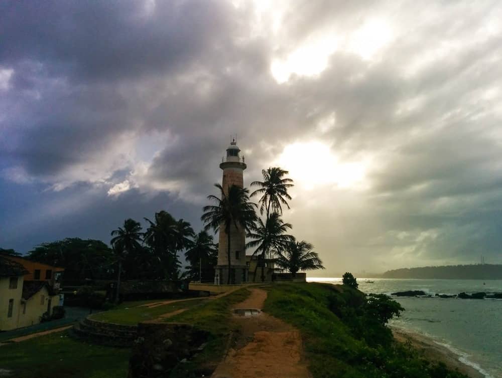 Galle lighthouse beside the ocean