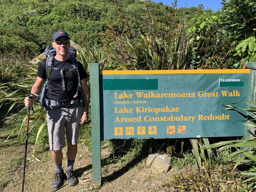 Dave at start of Lake Waikaremoana walk