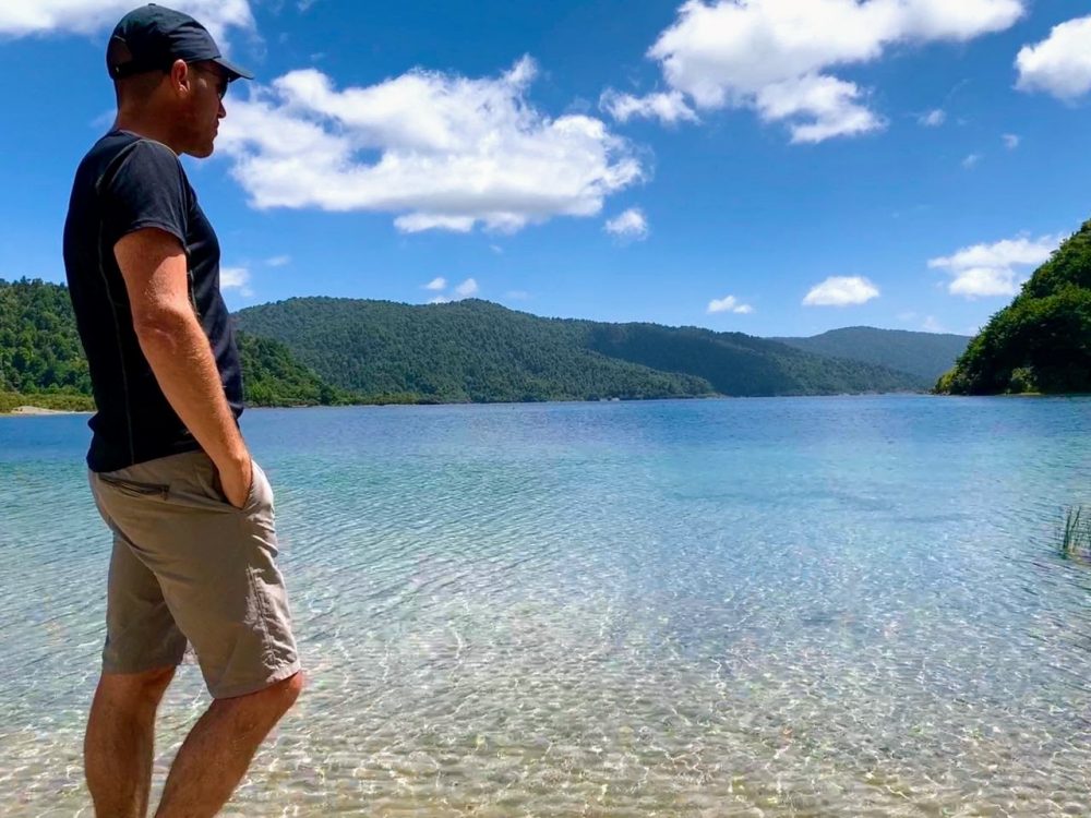 Dave beside Lake Waikaremoana