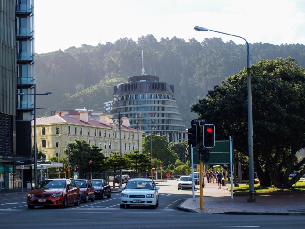 Beehive (Parliament building) in Wellington, New Zealand
