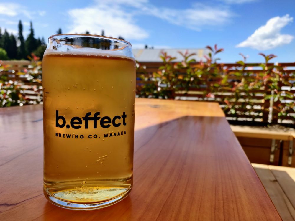 Glass of beer on the table at b.effect brewing company