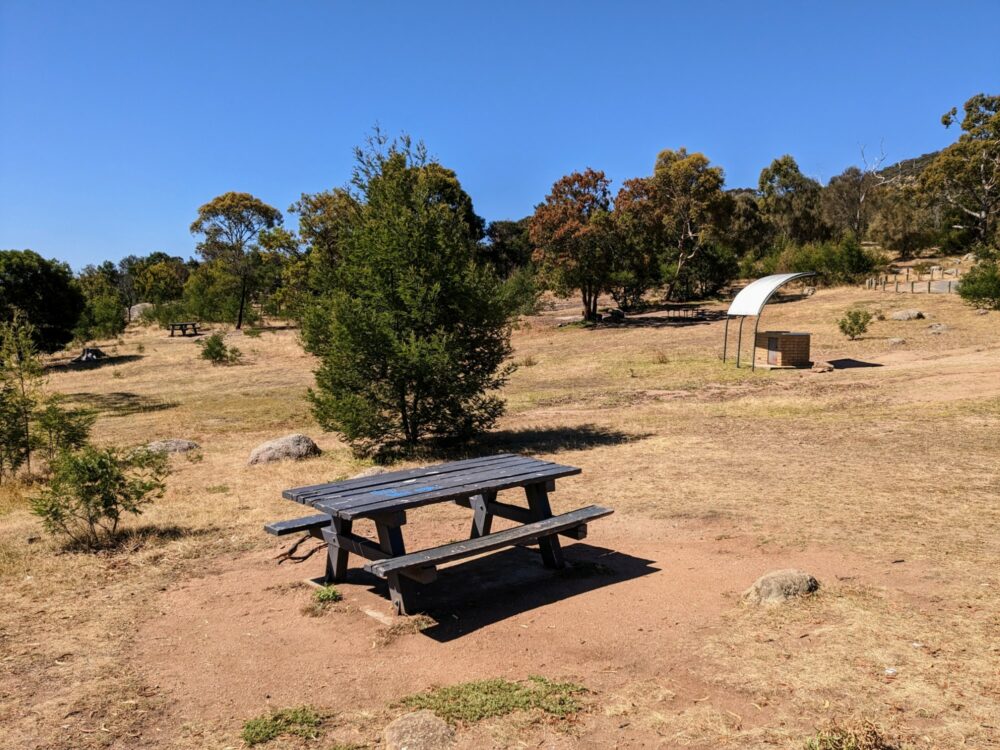 BBQ and picnic table at Big Rock picnic area, You Yangs regional park