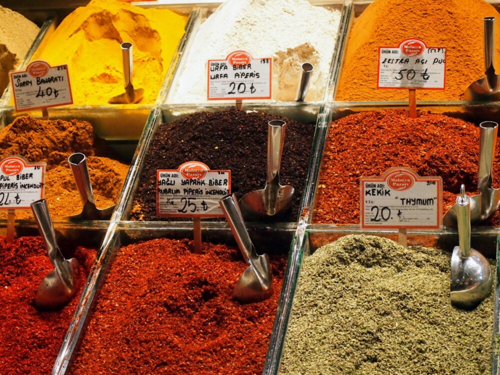 Several spices for sale at Spice Market in Istanbul