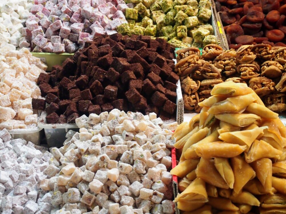 Sweets for sale at the Spice Market in Istanbul
